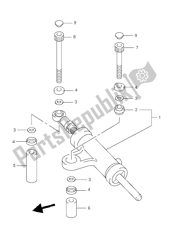 All parts for the Steering Damper of the Suzuki TL 1000R 1999