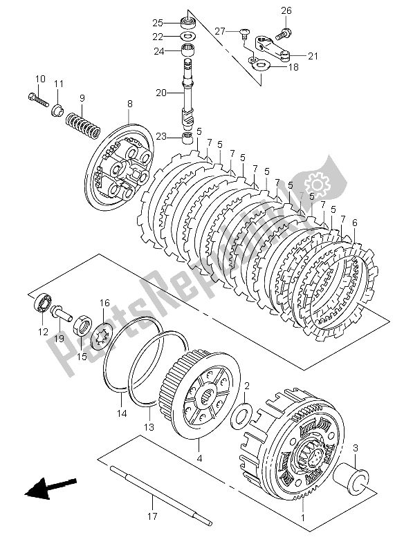 All parts for the Clutch of the Suzuki DR Z 400E 2003