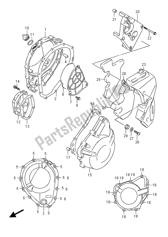 Alle onderdelen voor de Carter Deksel van de Suzuki GSX 1250 FA 2014