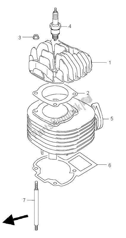 All parts for the Cylinder of the Suzuki LT 80 Quadsport 2003