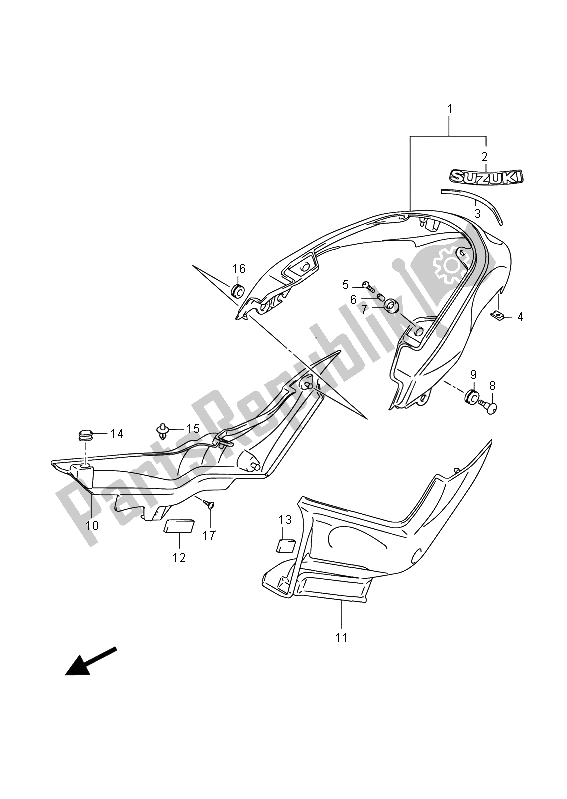 All parts for the Rear Fender (vzr1800 E02) of the Suzuki VZR 1800 NZR M Intruder 2012