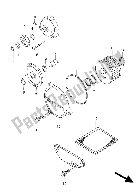 All parts for the Oil Pump of the Suzuki DR 650 SE 1999