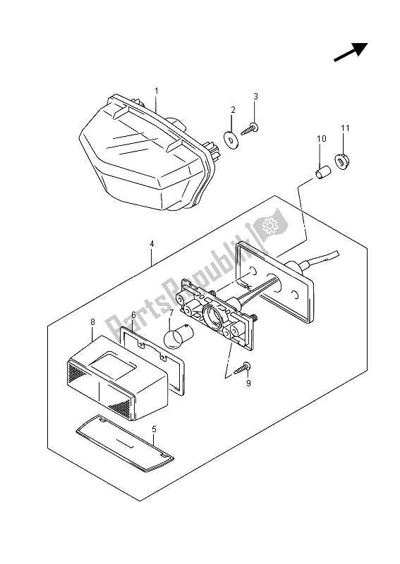 Tutte le parti per il Luce Di Combinazione Posteriore del Suzuki DL 1000A V Strom 2015