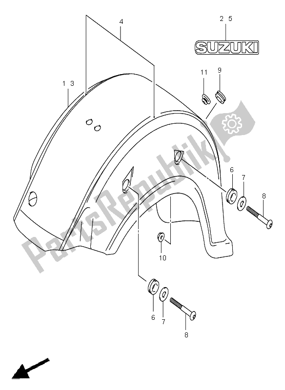 All parts for the Rear Fender (vl800) of the Suzuki VL 800Z Volusia 2005