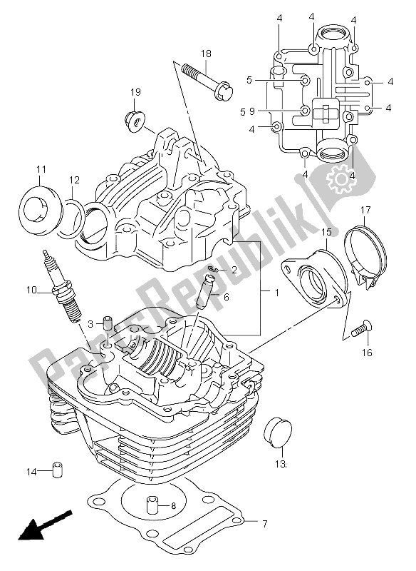 Tutte le parti per il Testata del Suzuki DR Z 125 SW LW 2004