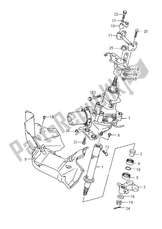 All parts for the Steering Shaft of the Suzuki LT A 500 XPZ Kingquad AXI 4X4 2014