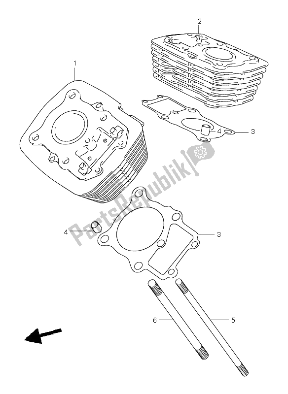 All parts for the Cylinder of the Suzuki VL 250 Intruder 2004