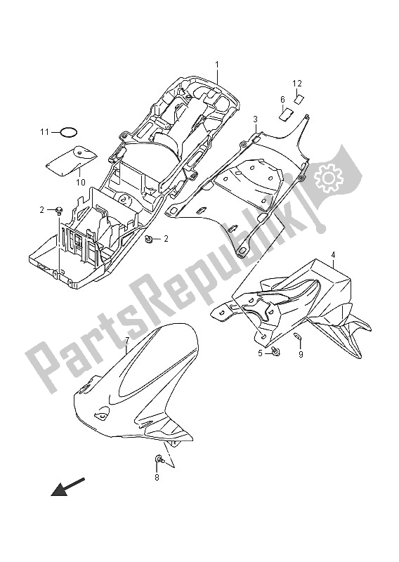 All parts for the Rear Fender of the Suzuki GSX R 600 2016