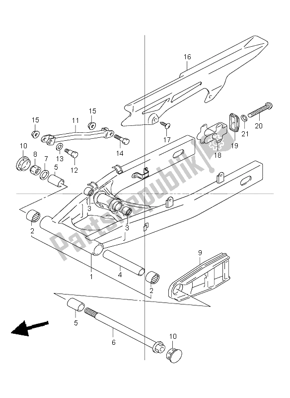 All parts for the Rear Swinging Arm of the Suzuki GSF 600 NS Bandit 2003