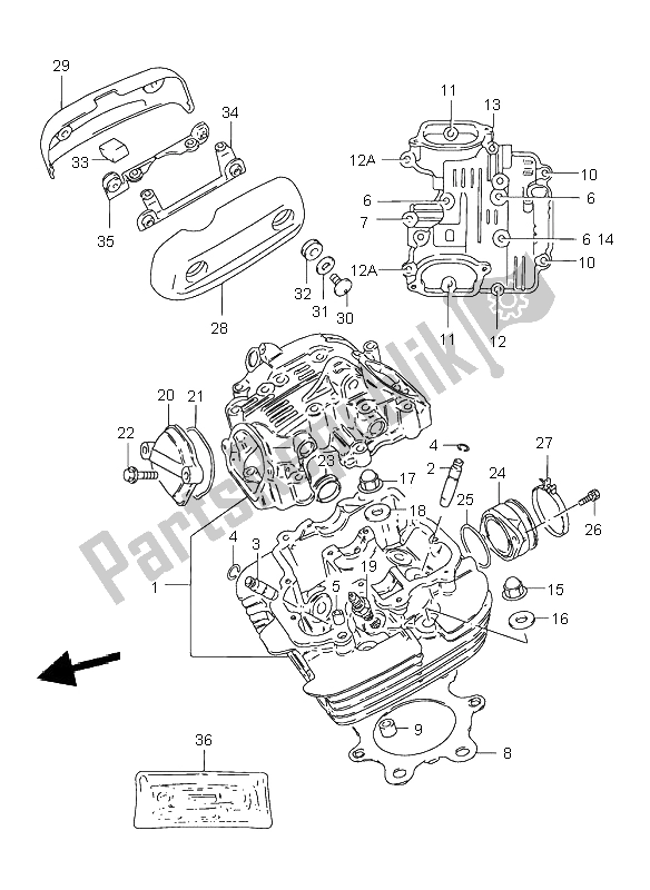 All parts for the Cylinder Head of the Suzuki GZ 250 Marauder 1999