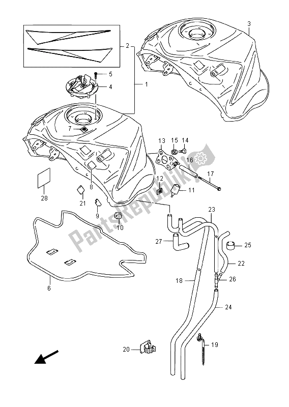 Tutte le parti per il Serbatoio Carburante (gsx-r1000a) del Suzuki GSX R 1000A 2015