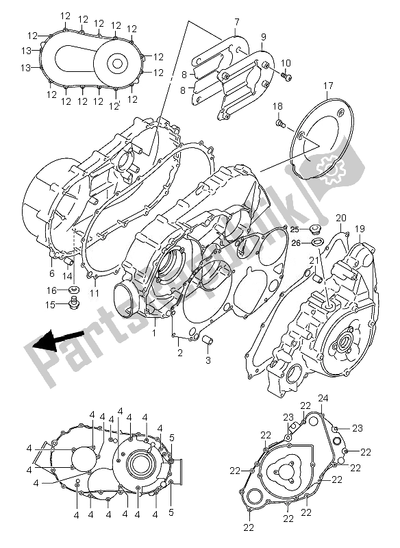 Tutte le parti per il Coperchio Del Carter del Suzuki LT A 500F Vinson 4X4 2007