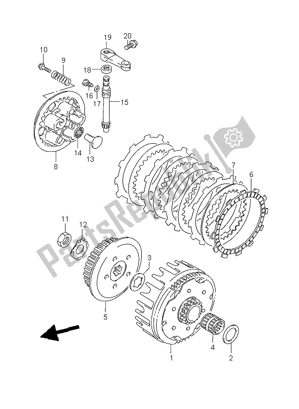 All parts for the Clutch of the Suzuki RM 85 SW LW 2010