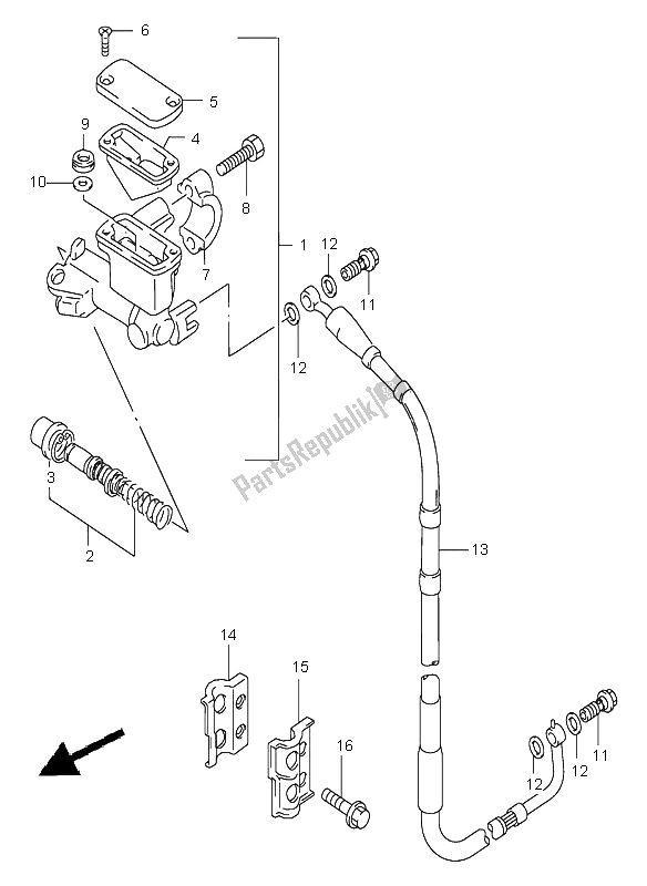 Tutte le parti per il Pompa Freno Anteriore del Suzuki RM 125 2000