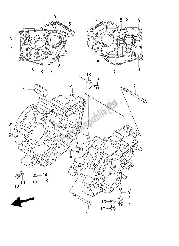 All parts for the Crankcase of the Suzuki VL 250 Intruder 2001