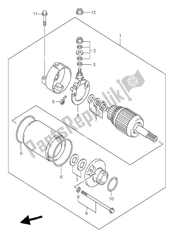 All parts for the Starting Motor (dr-z400e) of the Suzuki DR Z 400E 2004