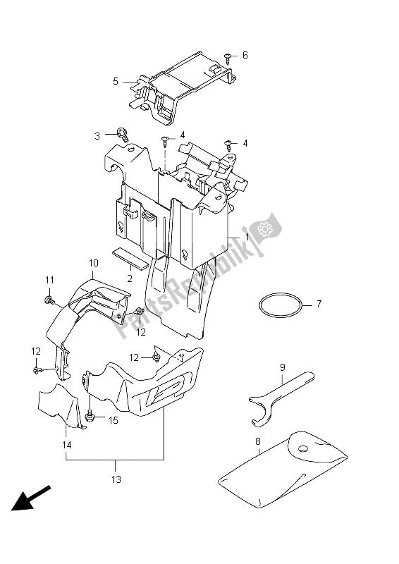 Alle onderdelen voor de Batterijhouder (sfv650a E21) van de Suzuki SFV 650A Gladius 2012