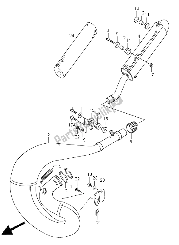 All parts for the Muffler of the Suzuki RM 250 2005