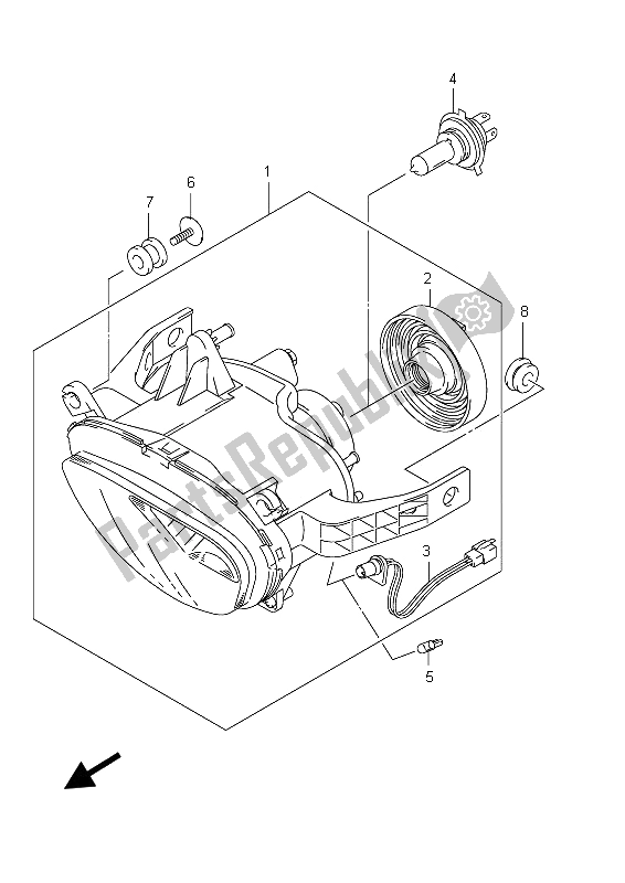 All parts for the Headlamp (vz800 E19) of the Suzuki VZ 800 Intruder 2012