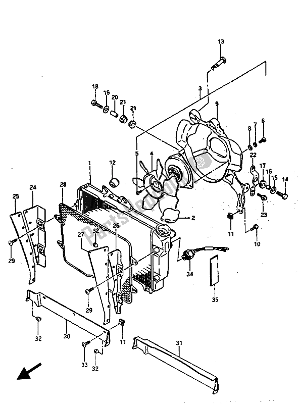 Tutte le parti per il Termosifone del Suzuki GV 1400 Gdgc 1987