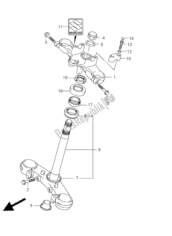 All parts for the Steering Stem of the Suzuki SFV 650A Gladius 2009