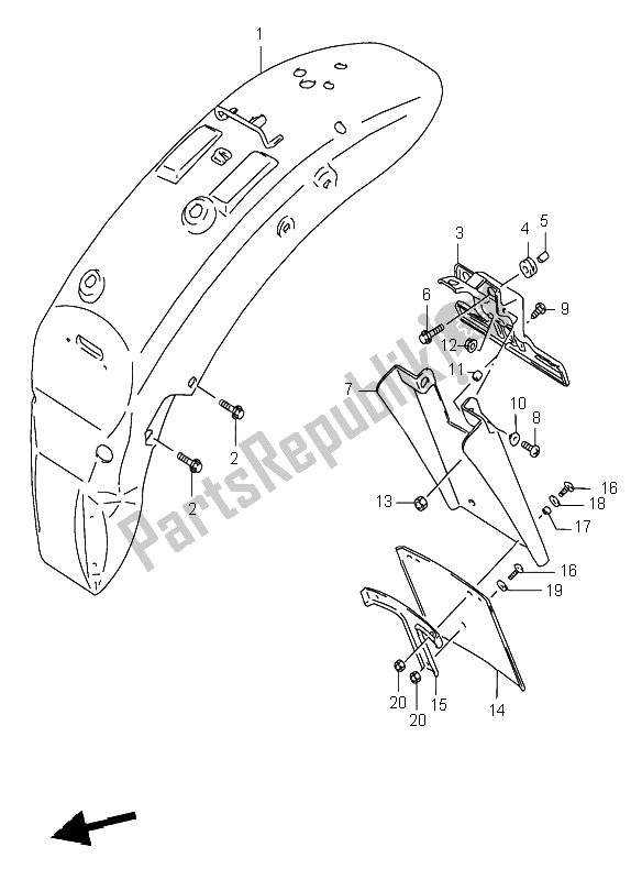 Alle onderdelen voor de Achterspatbord van de Suzuki VS 800 Intruder 1997