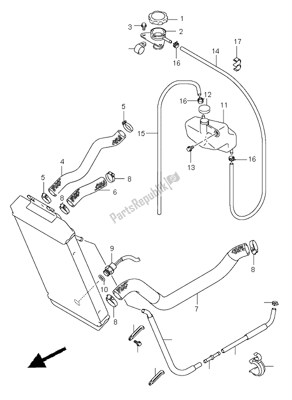 All parts for the Radiator Hose of the Suzuki VL 800Z Volusia 2004