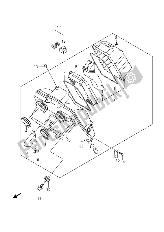 All parts for the Air Cleaner of the Suzuki GW 250 Inazuma 2014