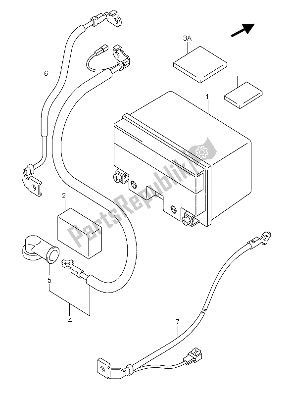 All parts for the Battery of the Suzuki Burgman AN 400S 2005