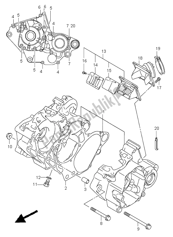 All parts for the Crankcase of the Suzuki RM 125 2006