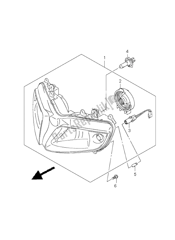 All parts for the Headlamp (sv650s-su) of the Suzuki SV 650 NS 2004