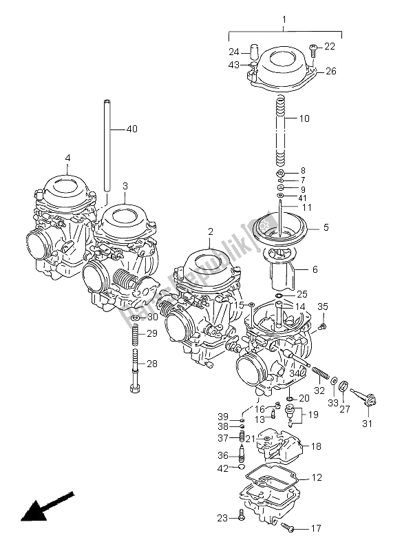 All parts for the Carburetor of the Suzuki GSF 1200 Nssa Bandit 1997