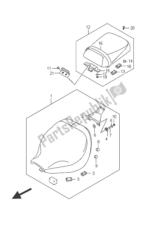 Tutte le parti per il Sedile (vl800c E19) del Suzuki C 800 VL Intruder 2011