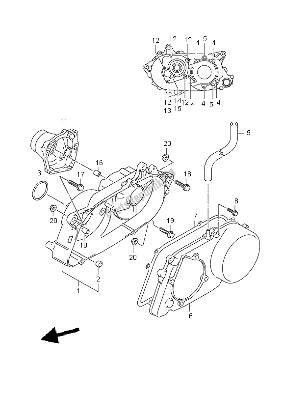 All parts for the Cvt Case of the Suzuki LT Z 50 4T Quadsport 2009