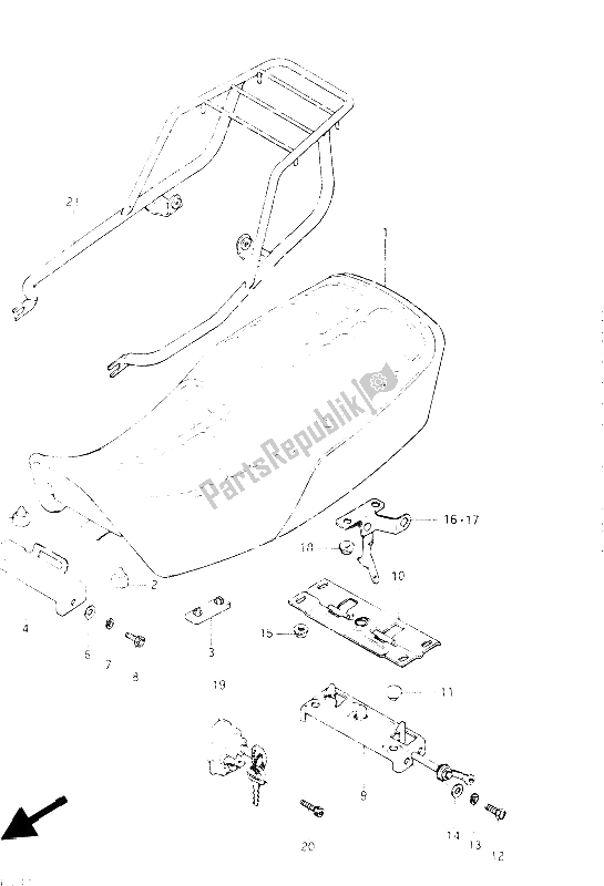 Todas las partes para Asiento de Suzuki GSX 400S 1986