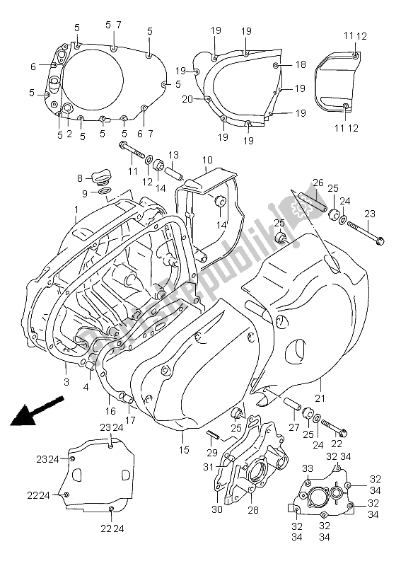 All parts for the Crankcase Cover of the Suzuki C 1500 VL 2009
