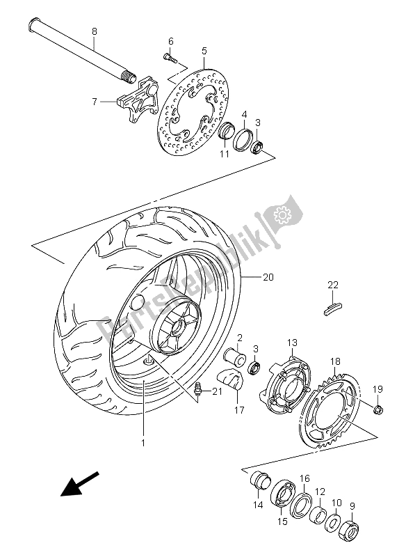 Tutte le parti per il Ruota Posteriore (gsx-r750) del Suzuki GSX R 750X 2005