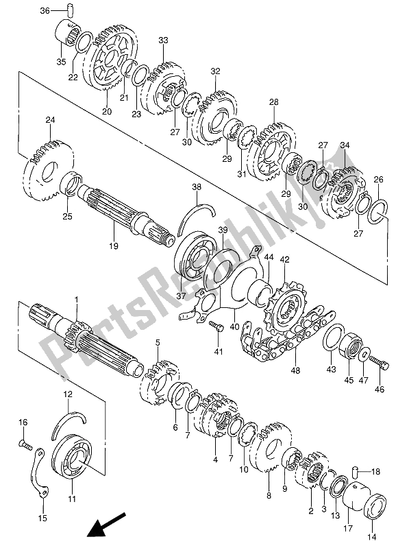 Todas las partes para Transmisión de Suzuki RF 600 RU 1993