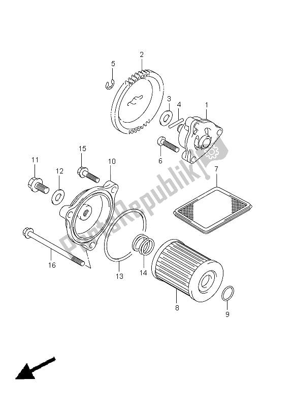 All parts for the Oil Pump of the Suzuki LT F 250 Ozark 2012