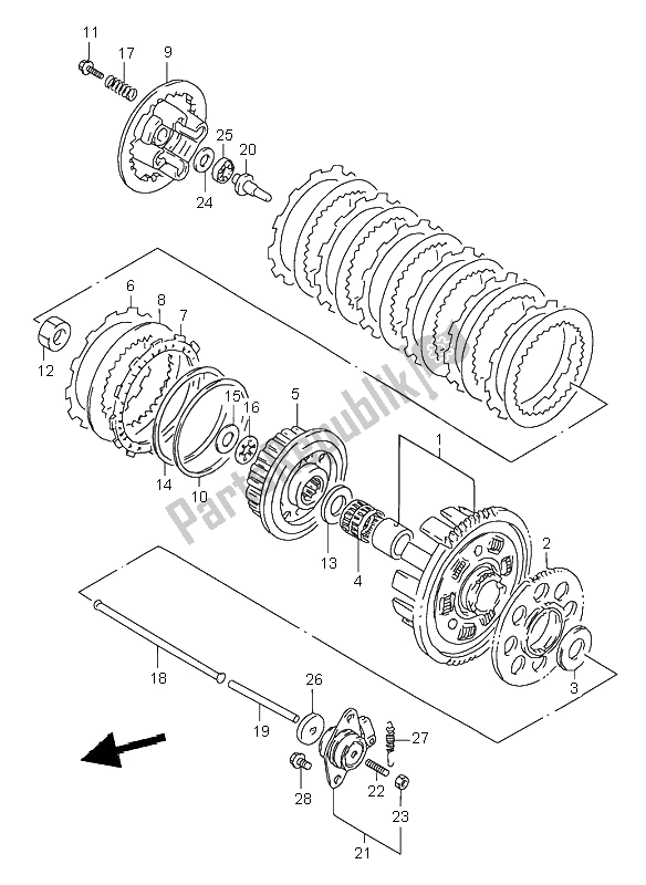 Tutte le parti per il Frizione del Suzuki GSX 750 2001