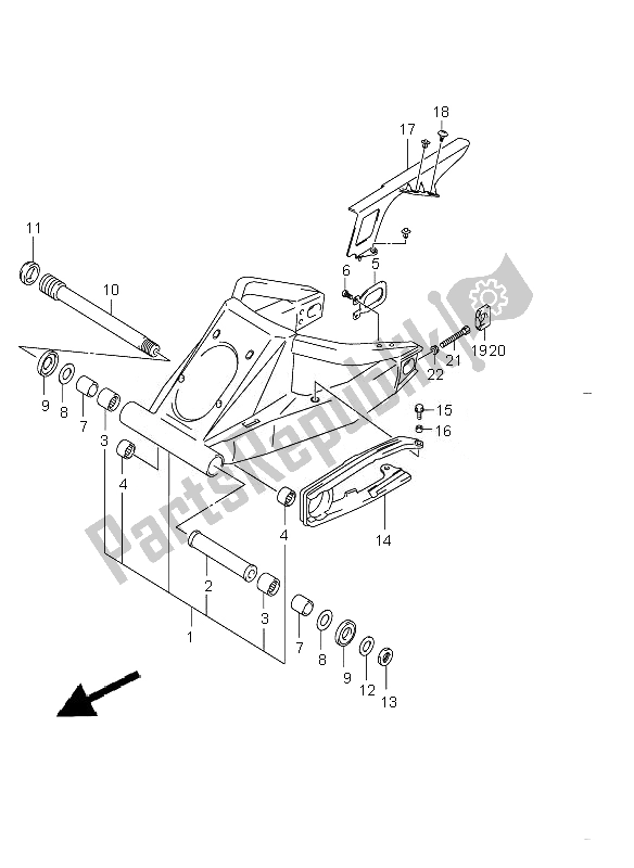 All parts for the Rear Swinging Arm of the Suzuki GSX 1300R Hayabusa 2010