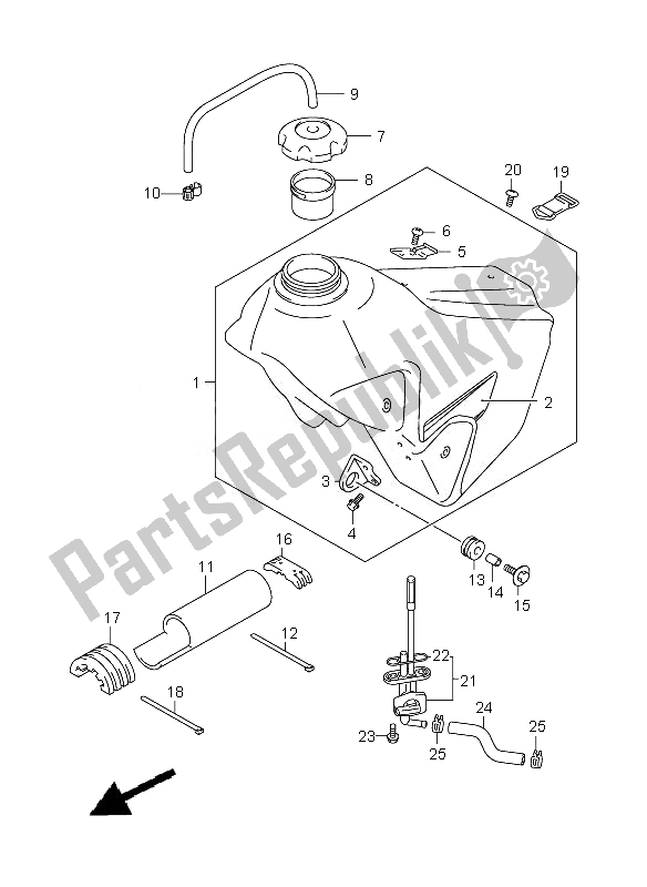 Tutte le parti per il Serbatoio Di Carburante del Suzuki DR Z 400E 2007