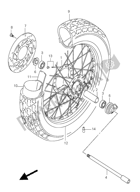 All parts for the Front Wheel of the Suzuki RV 125 Vanvan 2004