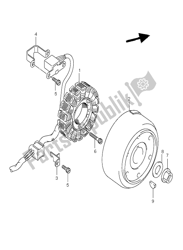 All parts for the Magneto of the Suzuki DR Z 400E 2006