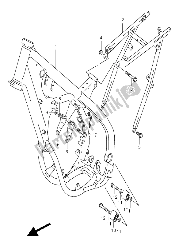 All parts for the Frame of the Suzuki RM 125 2006