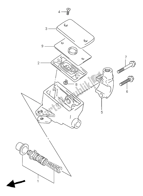 All parts for the Front Master Cylinder of the Suzuki GSF 600N Bandit 1997