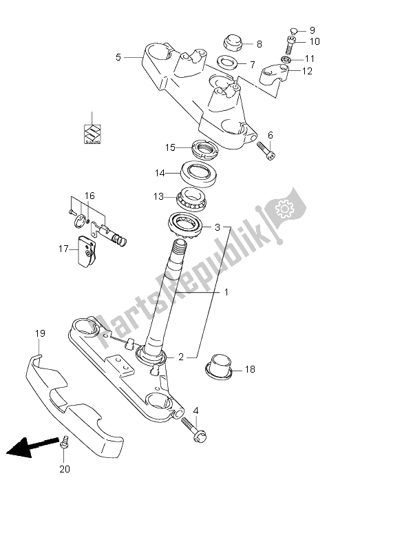 Tutte le parti per il Staffa Forcella Anteriore del Suzuki VL 250 Intruder 2002