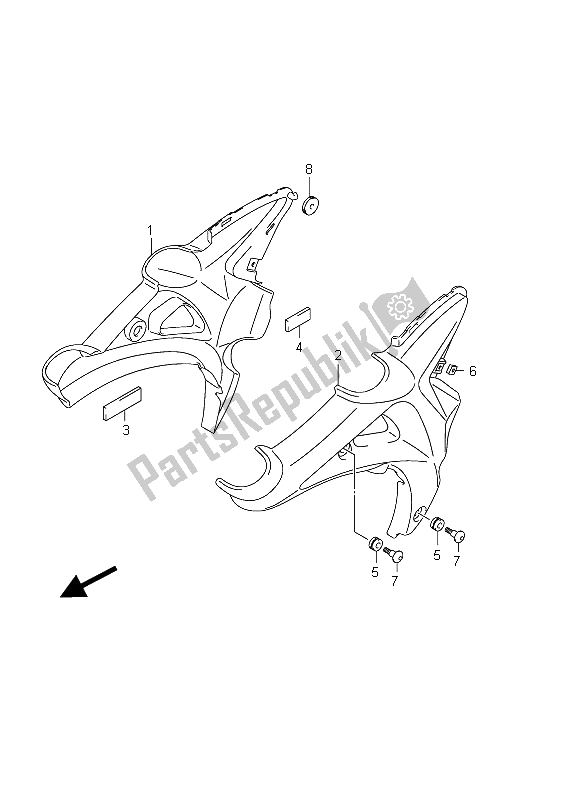 All parts for the Frame Lower Cover of the Suzuki SFV 650A Gladius 2011