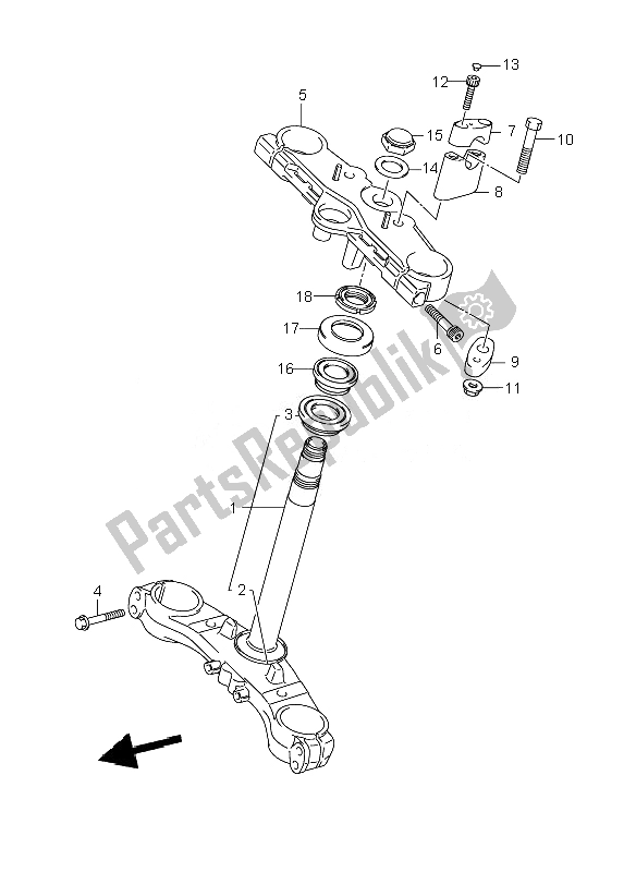 All parts for the Steering Stem (gsf650s-su-sa-sua) of the Suzuki GSF 650 Nsnasa Bandit 2007