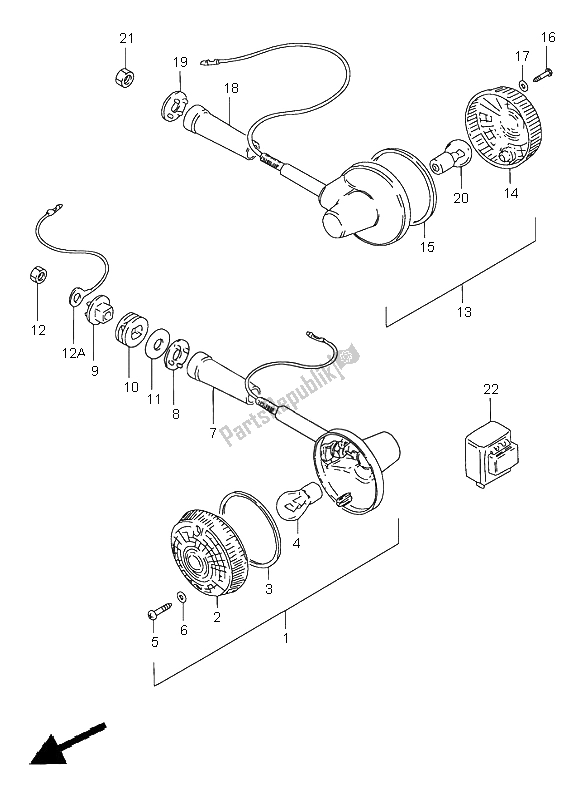 All parts for the Turn Signal Lamp (e25-e39-e54) of the Suzuki GN 250E 1999